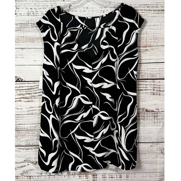 NEW with tags Halogen Ribbon Print Jewel Neck Sleeveless Top Black Small - Picture 9 of 11